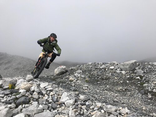 Biking in rocky terrain